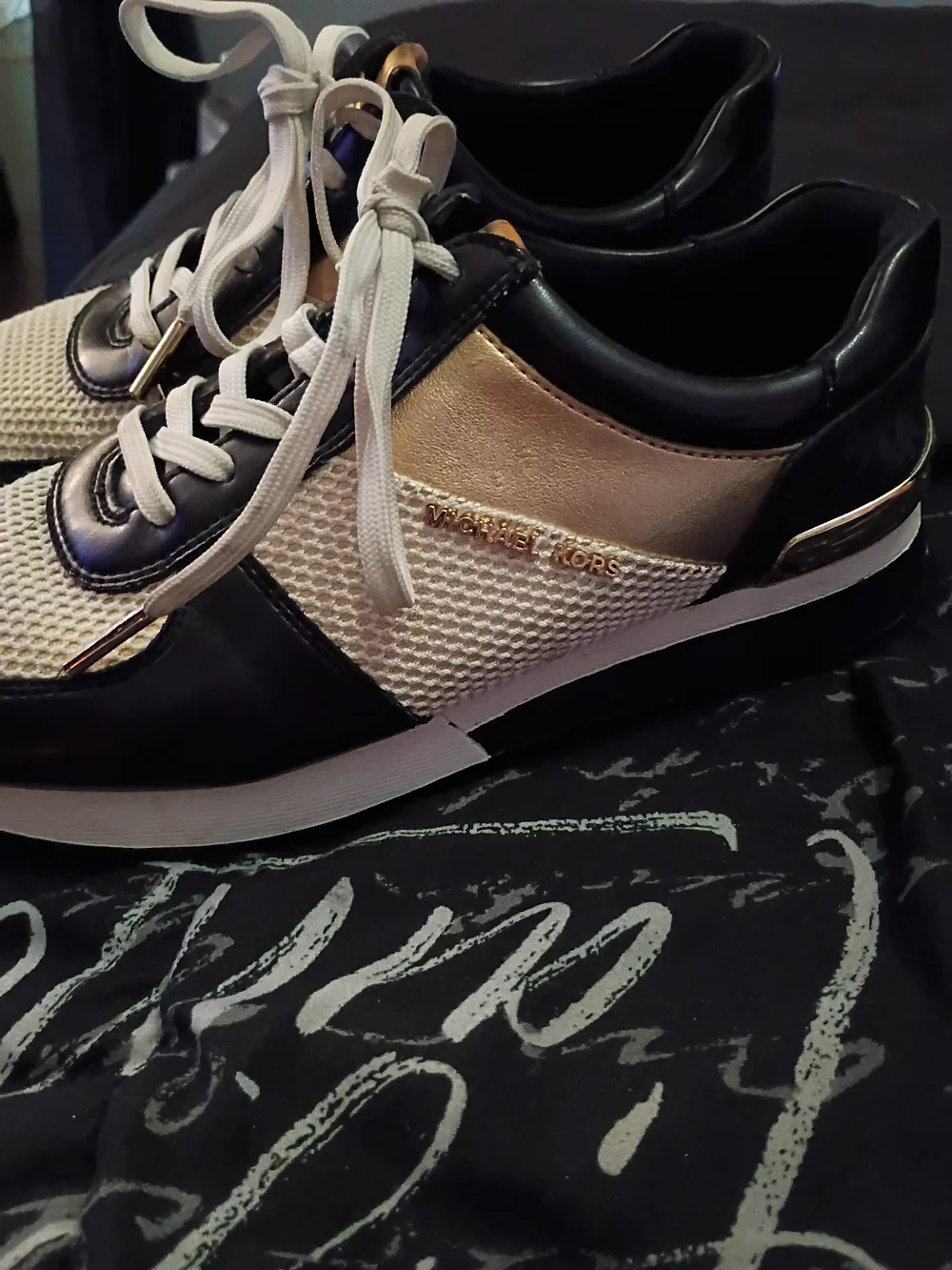 MICHAEL KORS Women's Black & Gold Low-Top Sneakers
